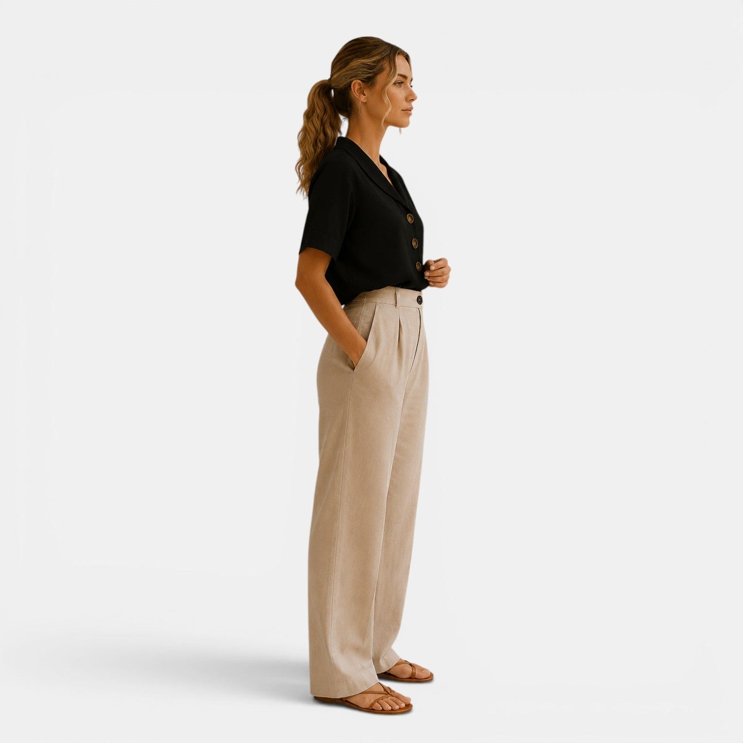 Women's Short Sleeve Blouse Relaxed Fit Button Front Shirt
