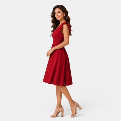 Women's Lace Midi Dress Lightweight Elegant Fit & Flare