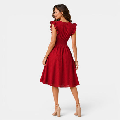 Women's Lace Midi Dress Lightweight Elegant Fit & Flare