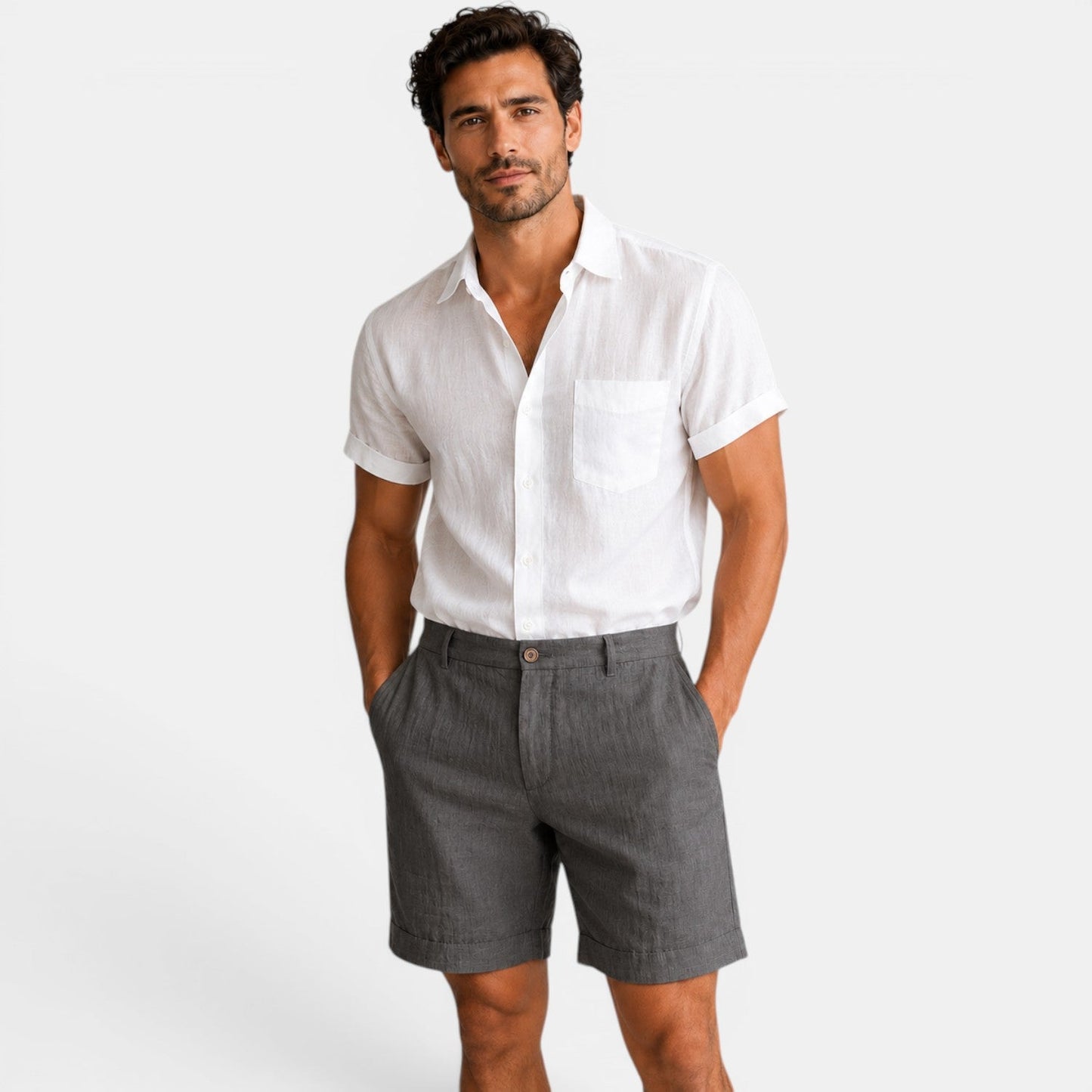 Men's Casual Linen Look Shorts Lightweight Comfort Everyday Wear