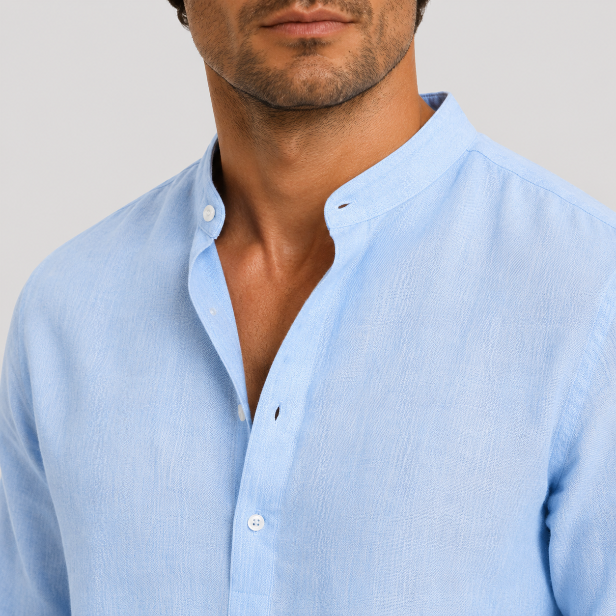 Men's Casual Long Sleeve Henley Shirt Lightweight and Linen Look