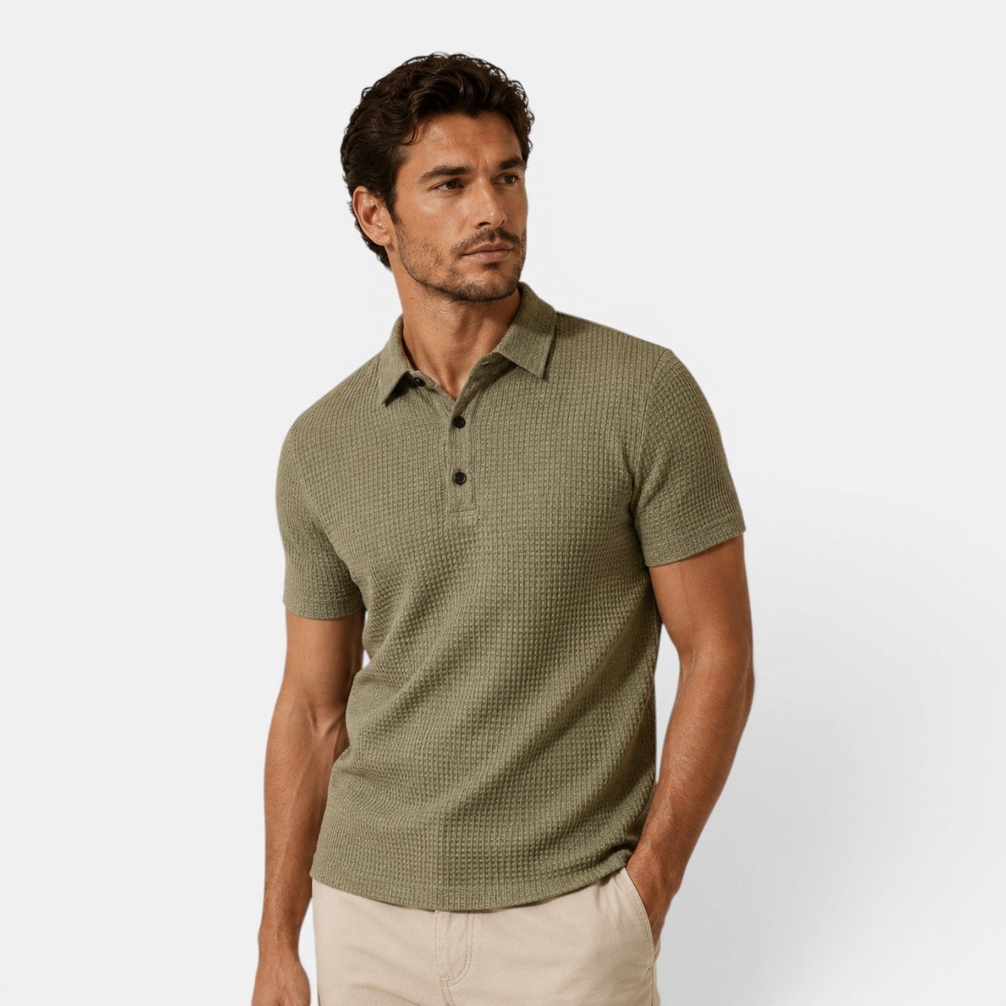 Men's Timeless Textured Polo Shirt Refined Classic Fit