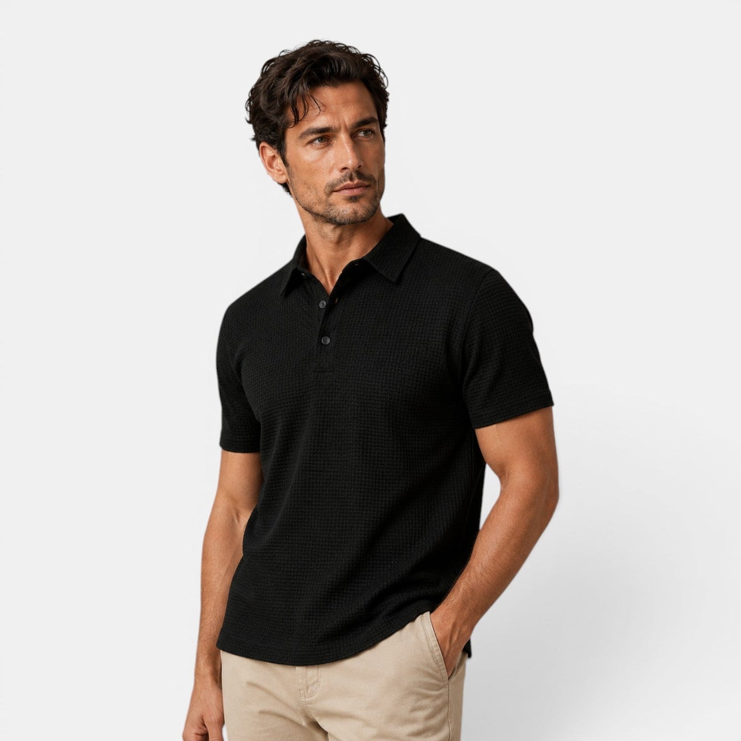 Men's Timeless Textured Polo Shirt Refined Classic Fit