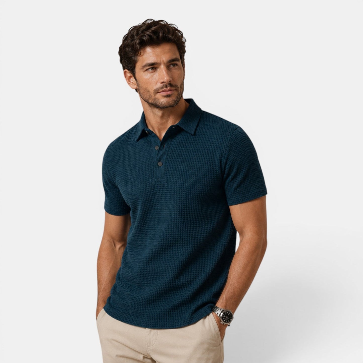 Men's Timeless Textured Polo Shirt Refined Classic Fit
