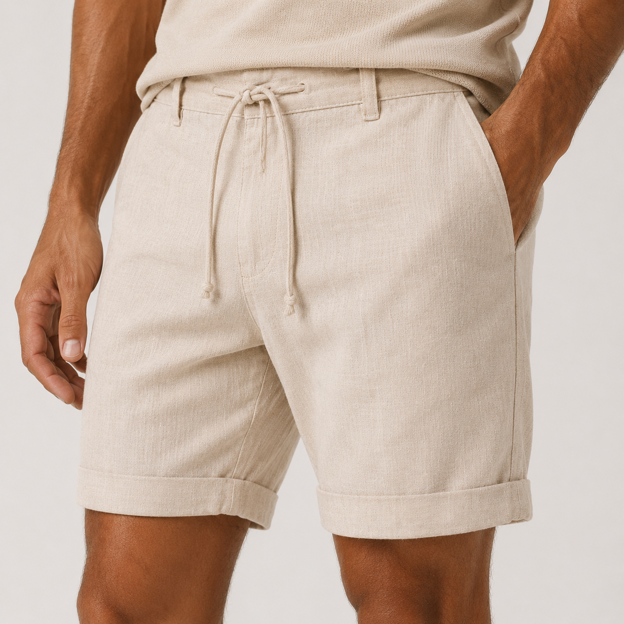 Men's Classic Linen Blend Shorts Breathable Everyday Comfort