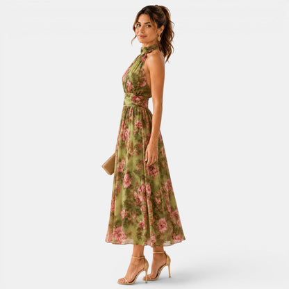 Women's Halter Neck Maxi Dress Elegant for Vacation and Events