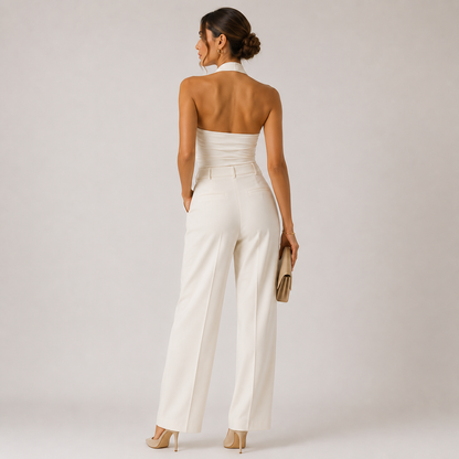 Women's Halter Neck Jumpsuit Wide Leg Elegant Evening Wear
