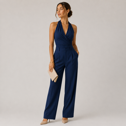 Women's Halter Neck Jumpsuit Wide Leg Elegant Evening Wear