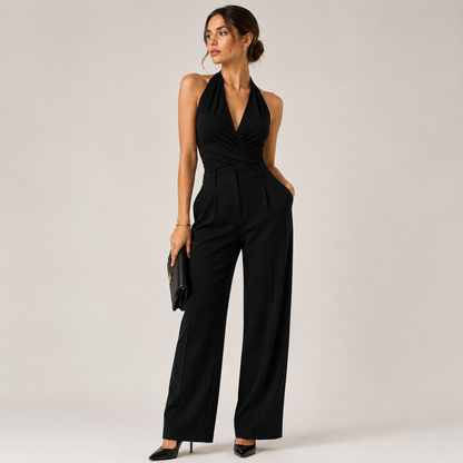 Women's Halter Neck Jumpsuit Wide Leg Elegant Evening Wear