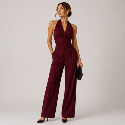 Women's Halter Neck Jumpsuit Wide Leg Elegant Evening Wear