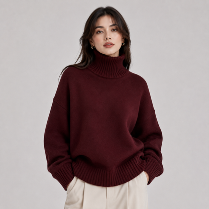 Women's Premium Turtleneck Sweater Warm Lightweight Knit Pullover