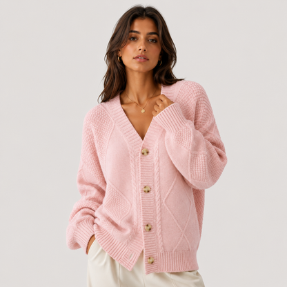 Women's Premium Knit Cardigan Cozy Long Sleeve Button Sweater