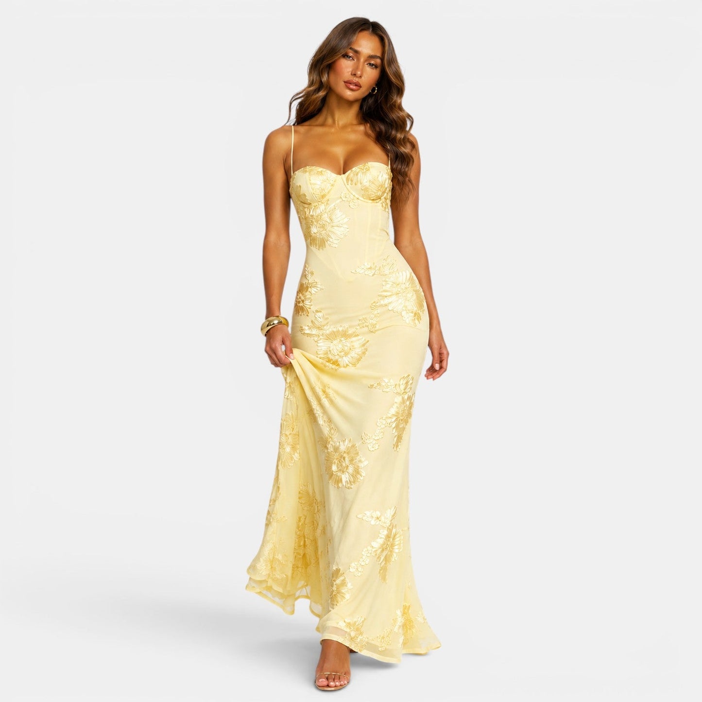 Women's Elegant Floral Evening Dress for Formal Occasions