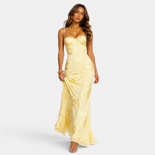 Women's Elegant Floral Evening Dress for Formal Occasions