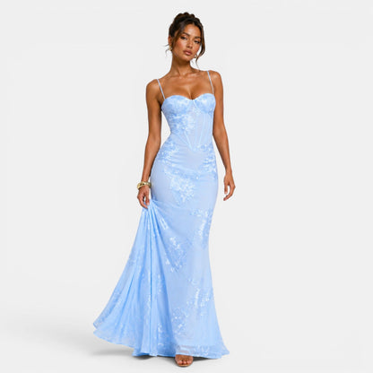 Women's Elegant Floral Evening Dress for Formal Occasions