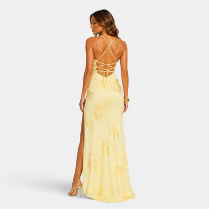 Women's Elegant Floral Evening Dress for Formal Occasions