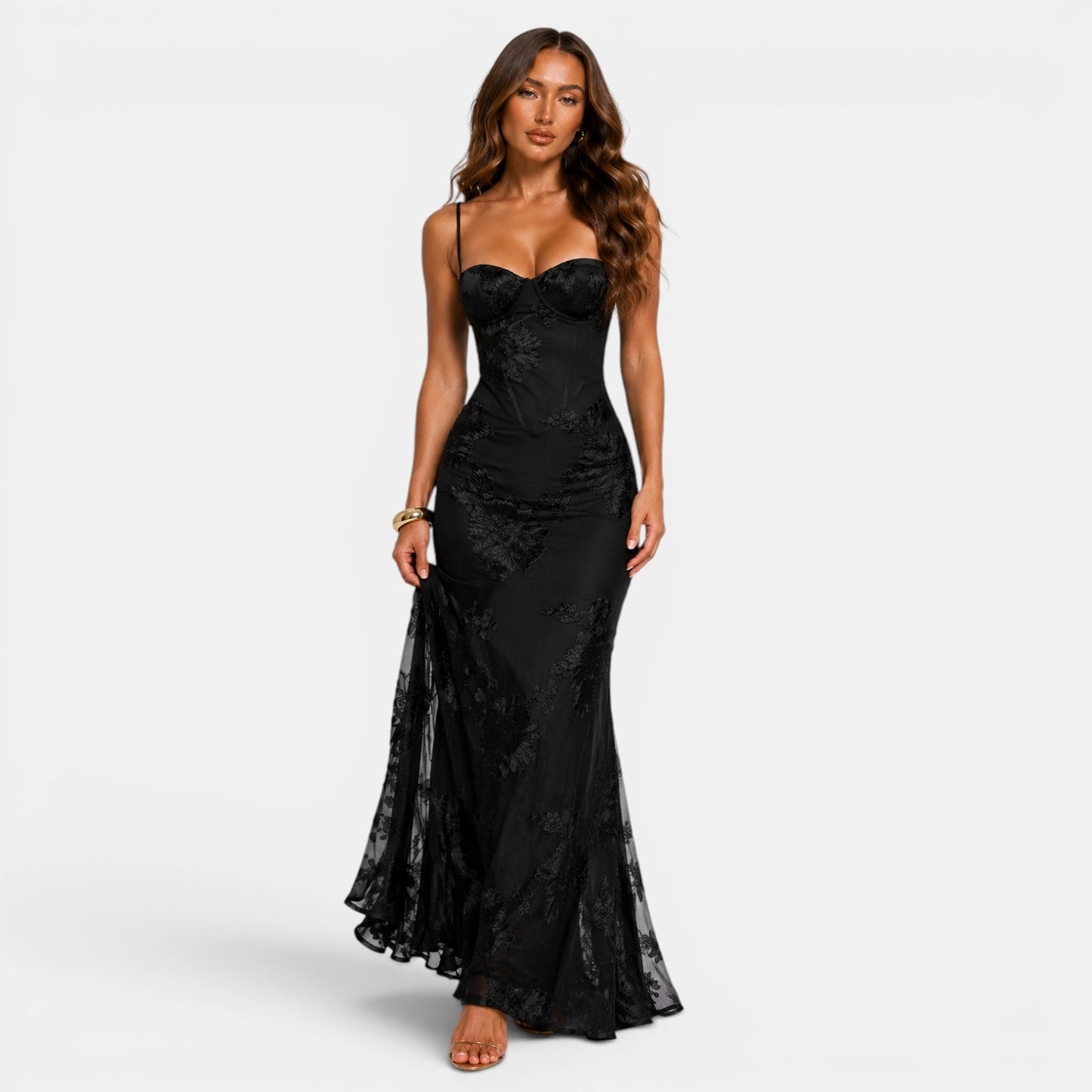 Women's Elegant Floral Evening Dress for Formal Occasions
