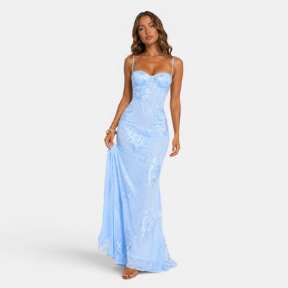 Women's Elegant Floral Evening Dress for Formal Occasions