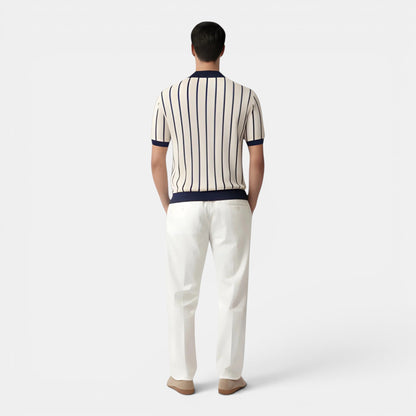 Men’s Striped Knit Polo Shirt