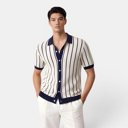 Men’s Striped Knit Polo Shirt