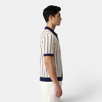 Men’s Striped Knit Polo Shirt
