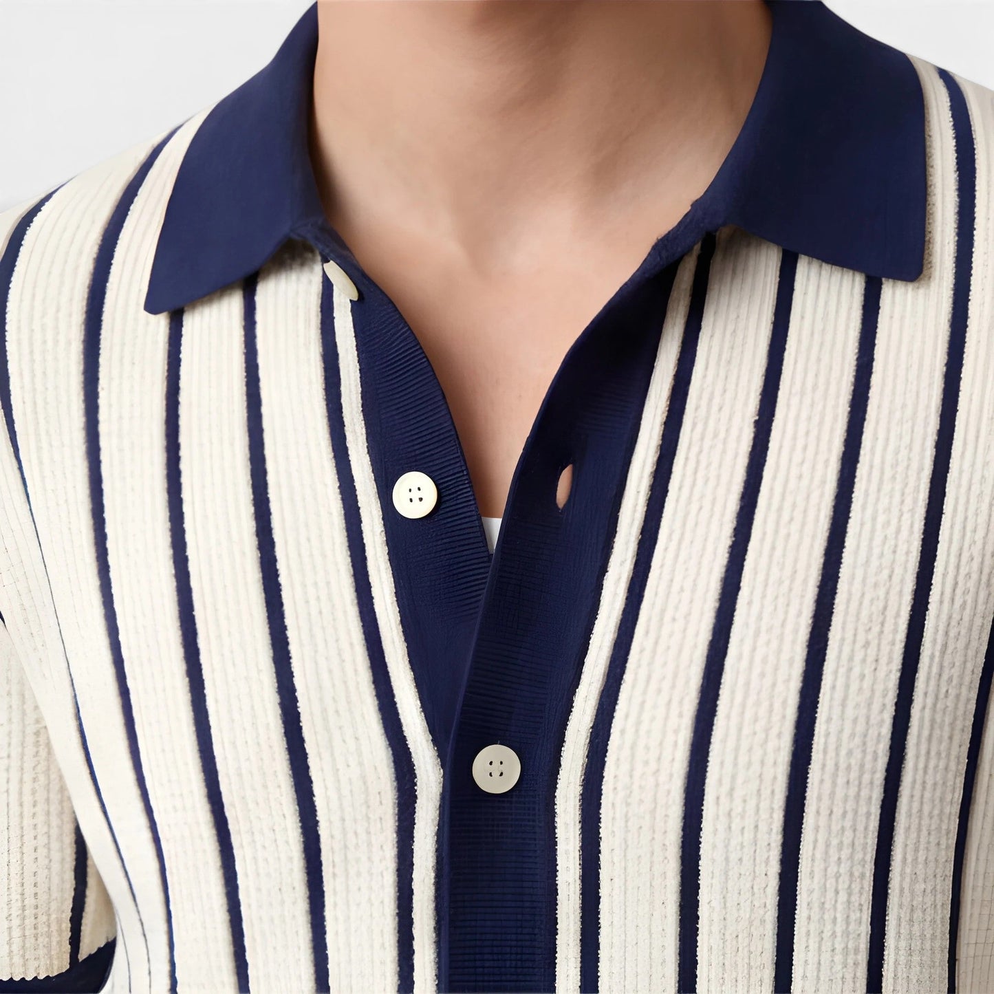 Men’s Striped Knit Polo Shirt