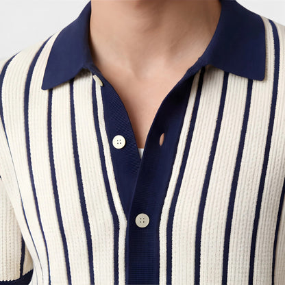 Men’s Striped Knit Polo Shirt
