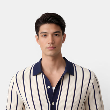 Men’s Striped Knit Polo Shirt