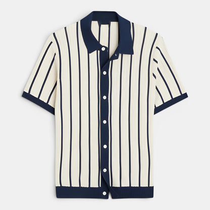 Men’s Striped Knit Polo Shirt
